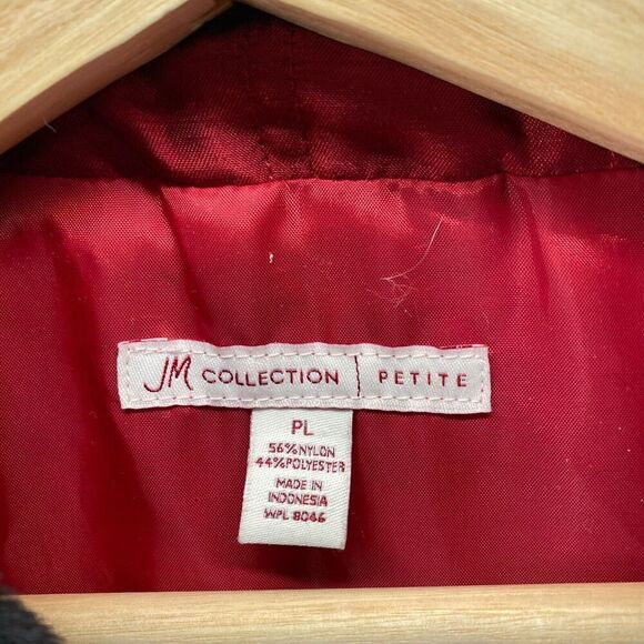 JM Collection Quilted Vest Women PL Petite Red V-Neck Sleeveless Casual Solid - Picture 5 of 8